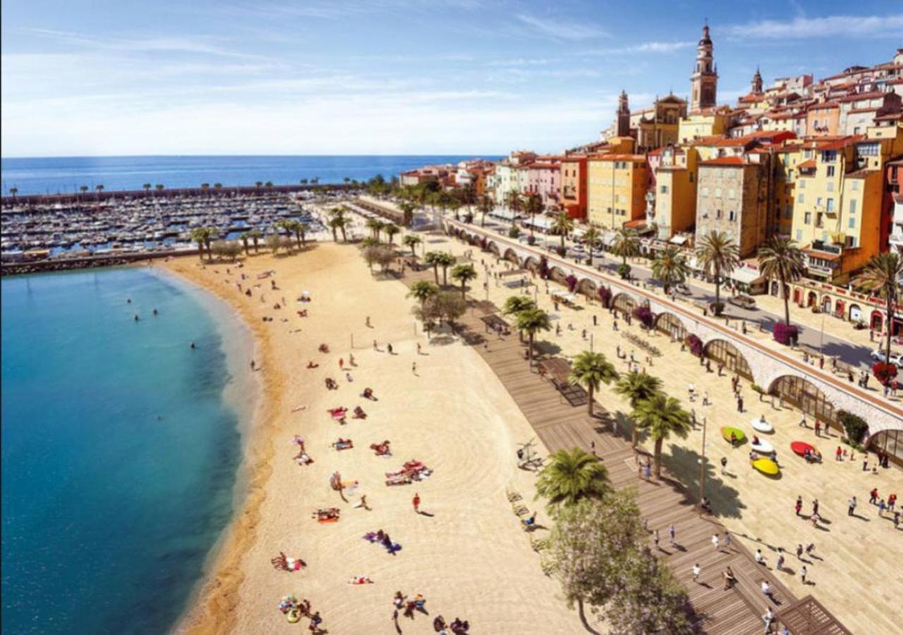 Apartment Les Sablettes Panoramic Sea View Menton Exterior foto